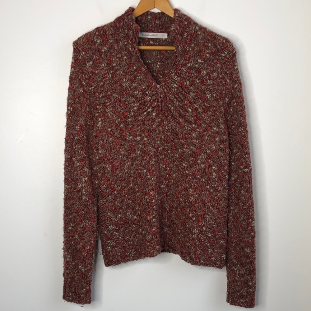 Woolrich Women's Marled Red and Gray Turtleneck Sweater